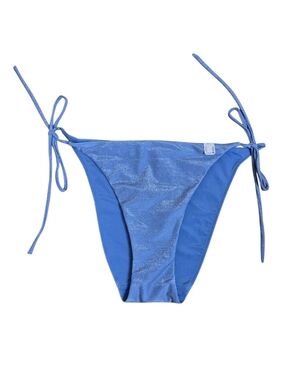 Etam Paris Shimmery Blue Glitter Tie Bikini Bottom, Size Small